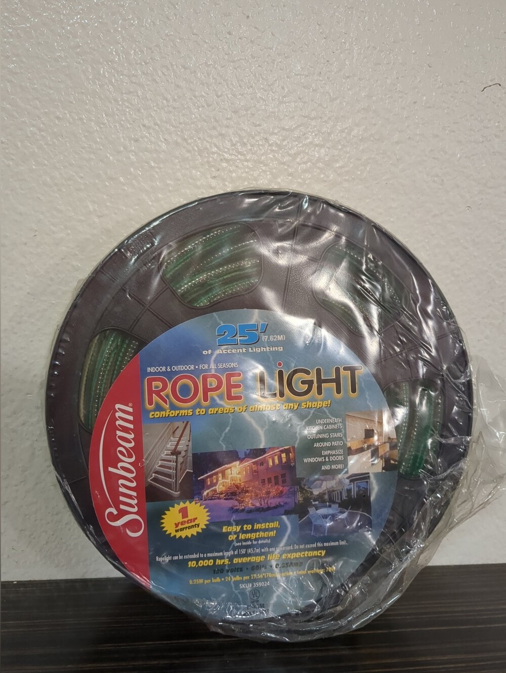 Sunbeam 25' Rope Clear Lights for Indoor & Outdoor Accent Lighting